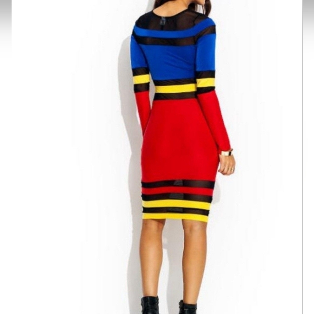 Colorblock Mesh Inset Dress - Picture 5 of 5